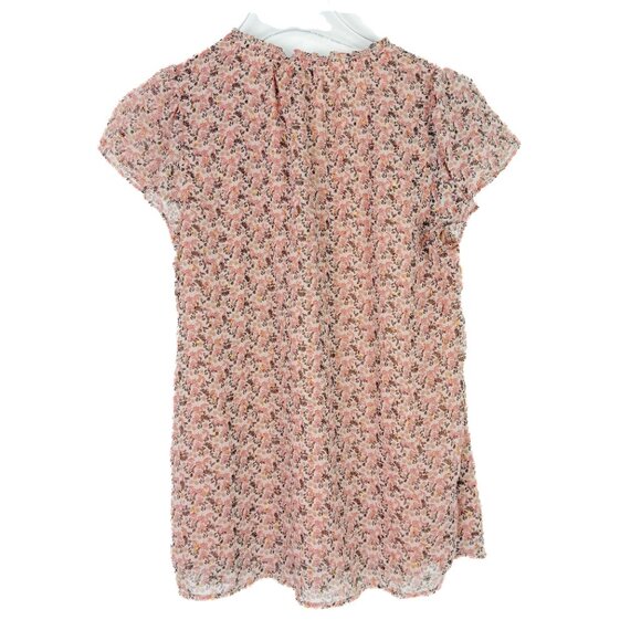 Cupcakes and Cashmere Floral Metallic Flutter Sleeve Top Size Small S EUC - Picture 9 of 11